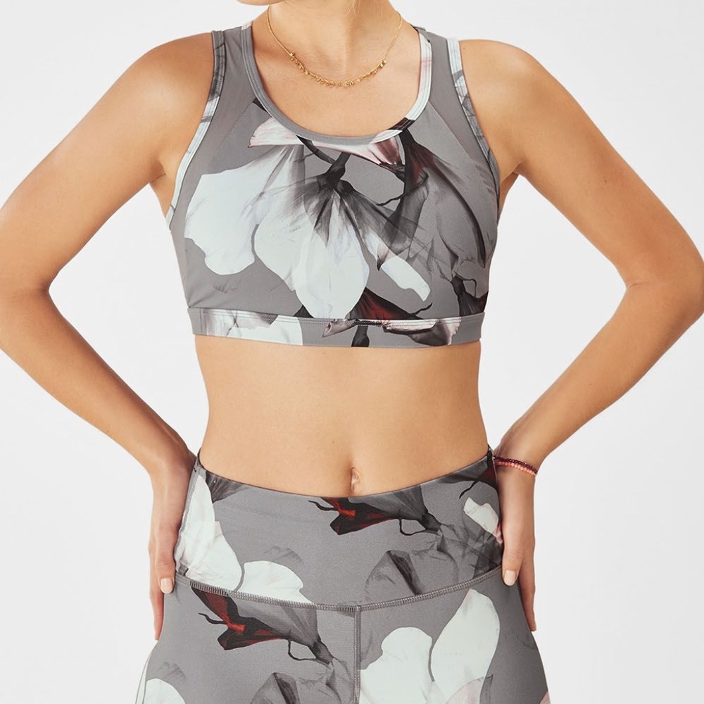 Fabletics Gray Floral Camryn Sports Bra II